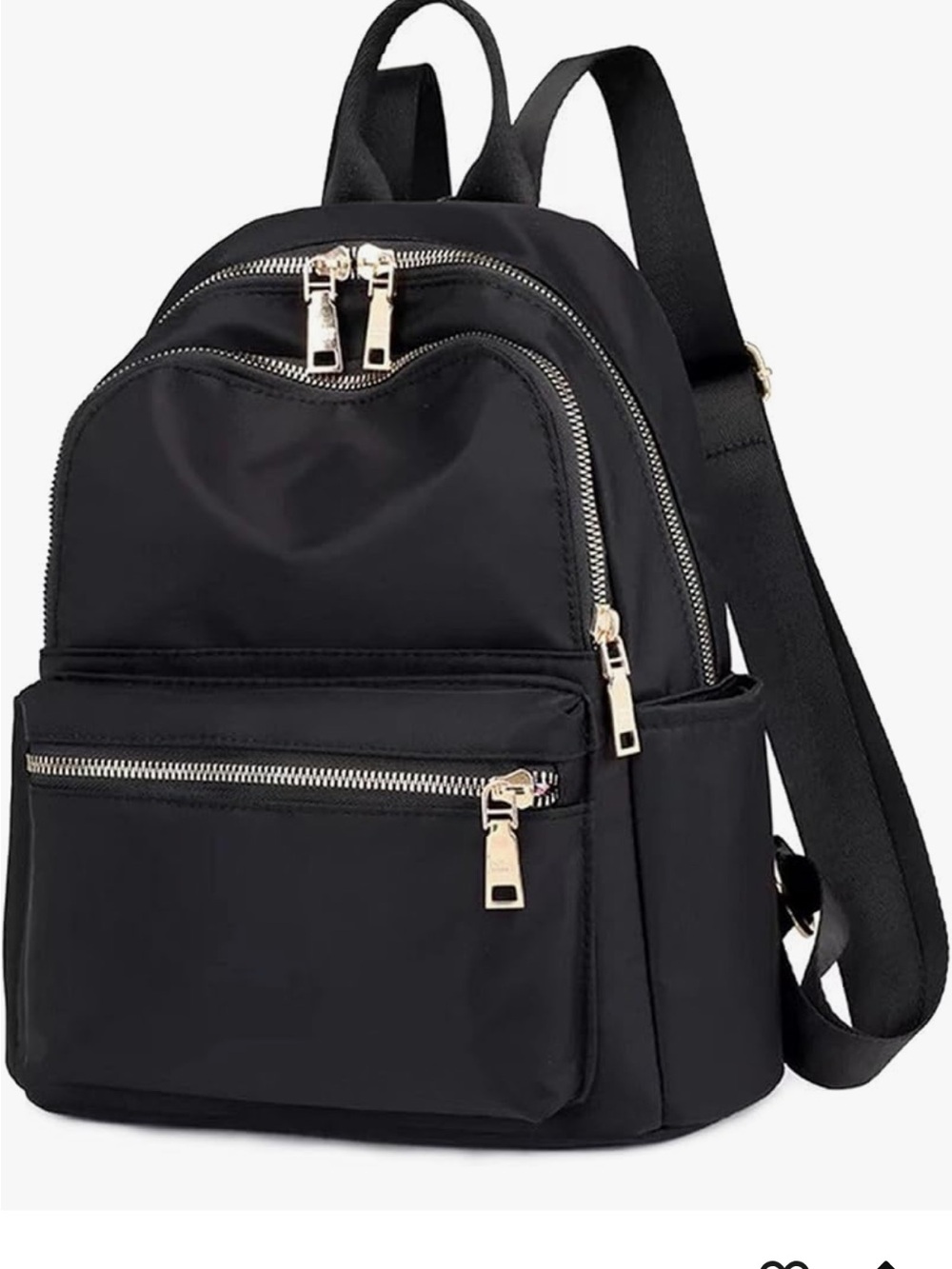 Black Nylon Women's Backpack with Gold Hardware